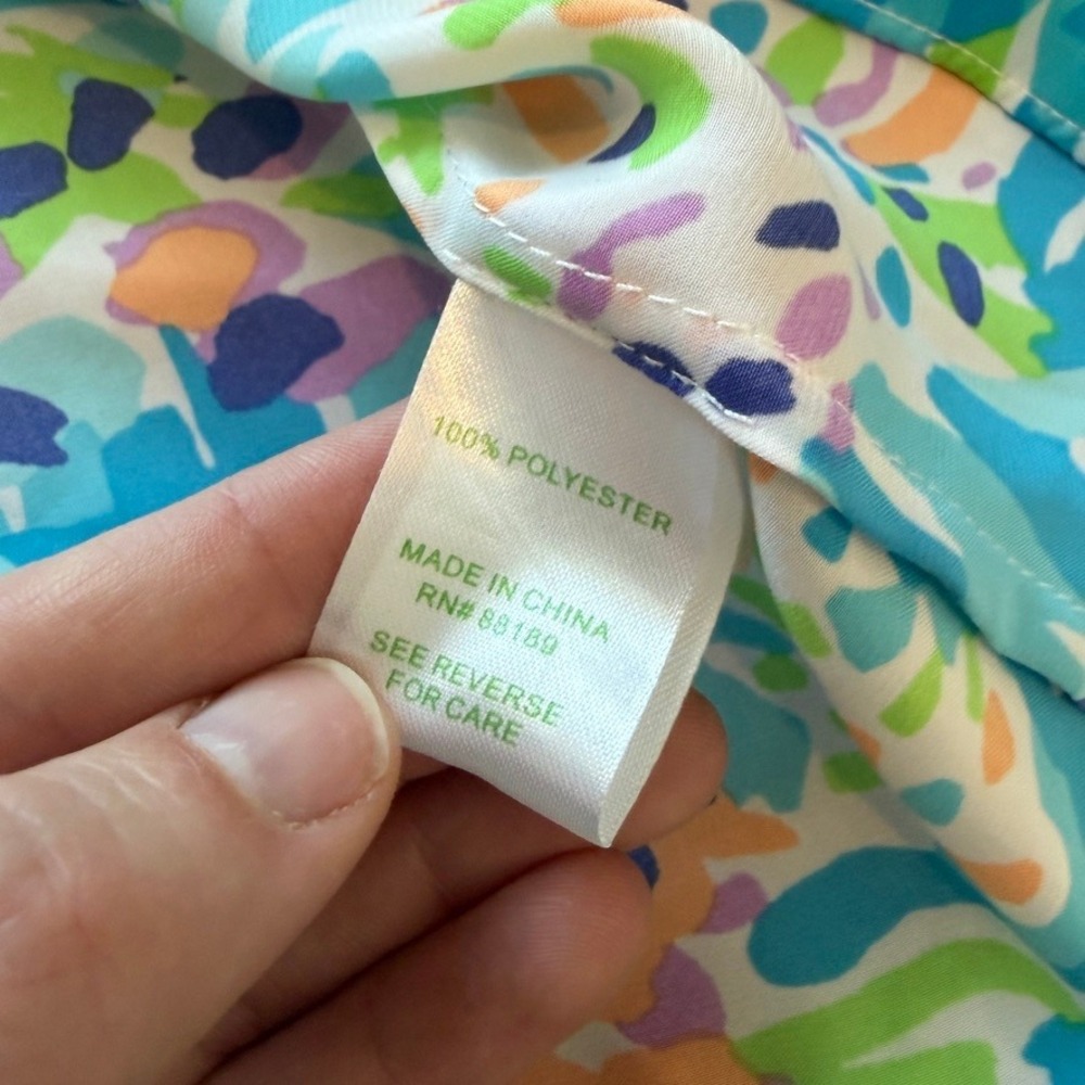 Lilly Pulitzer Skylar Tank Top Womens M Blue Green Sea Soiree Flowy Halter Beach - Picture 5 of 10